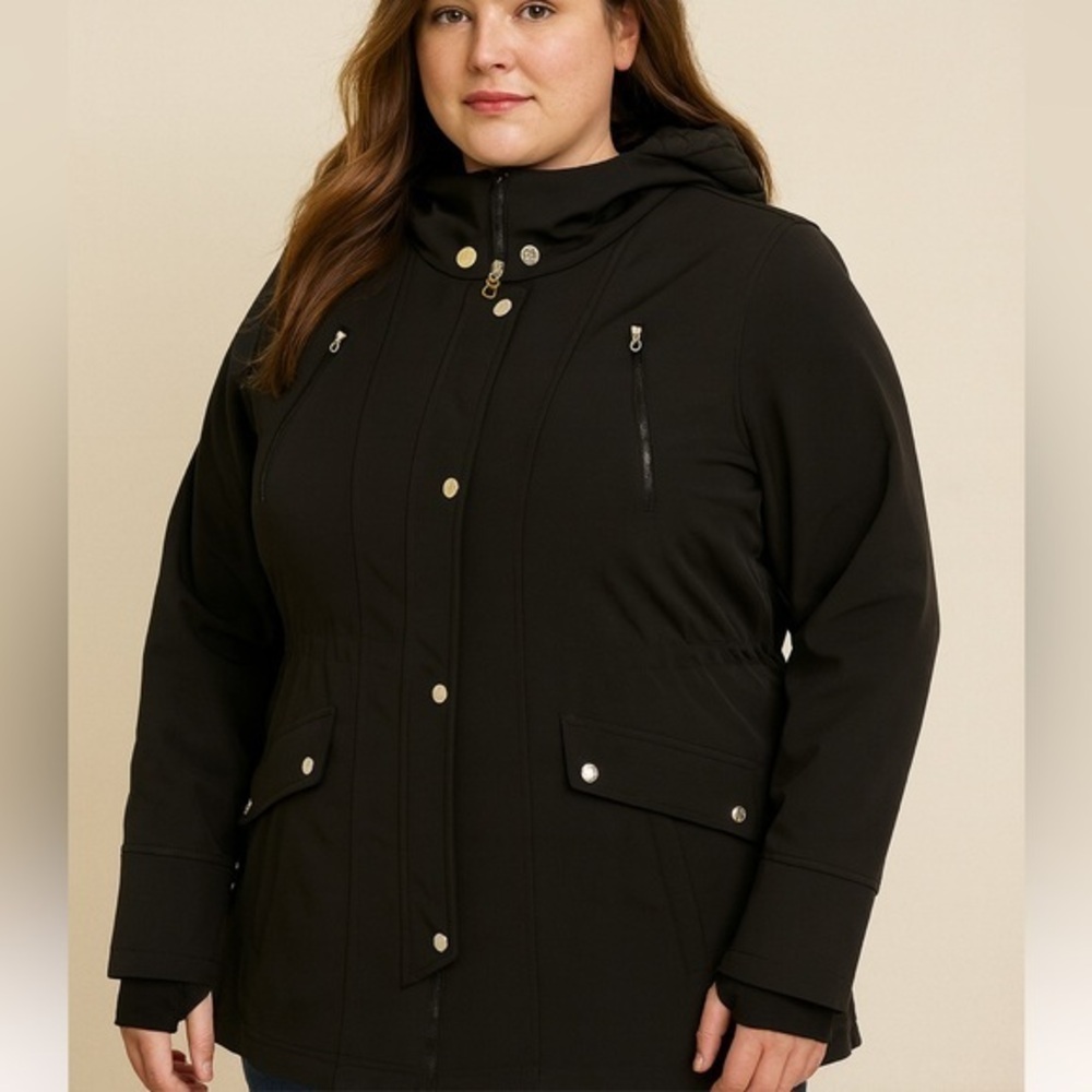 Black Jacket Nautica Softshell Jacket with Quilted Detail Size XL